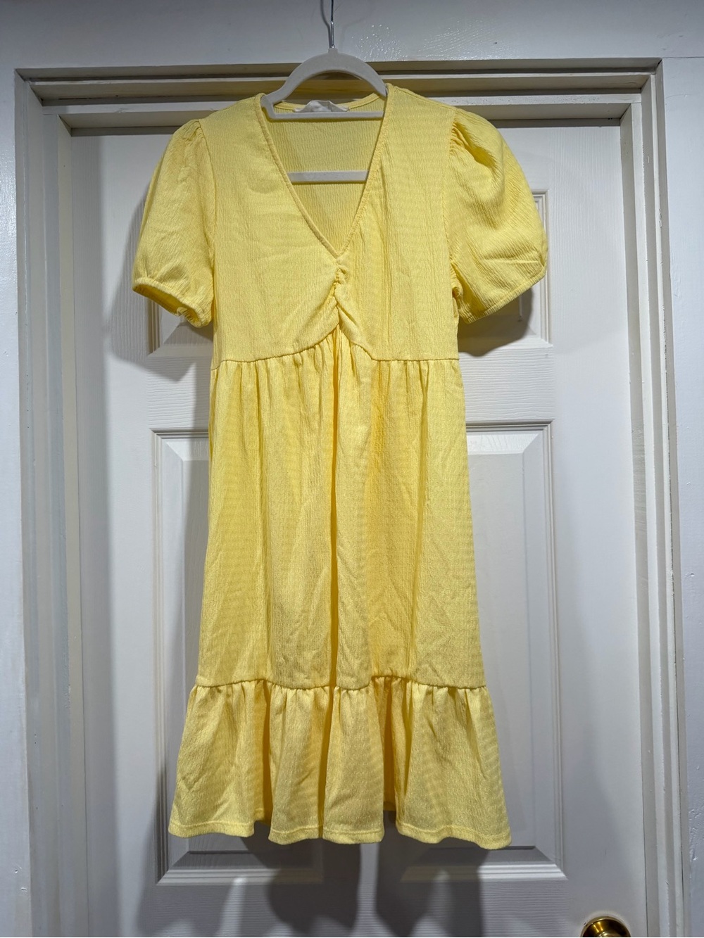 Primark Yellow Crinkle Textured Tiered Babydoll Dress
